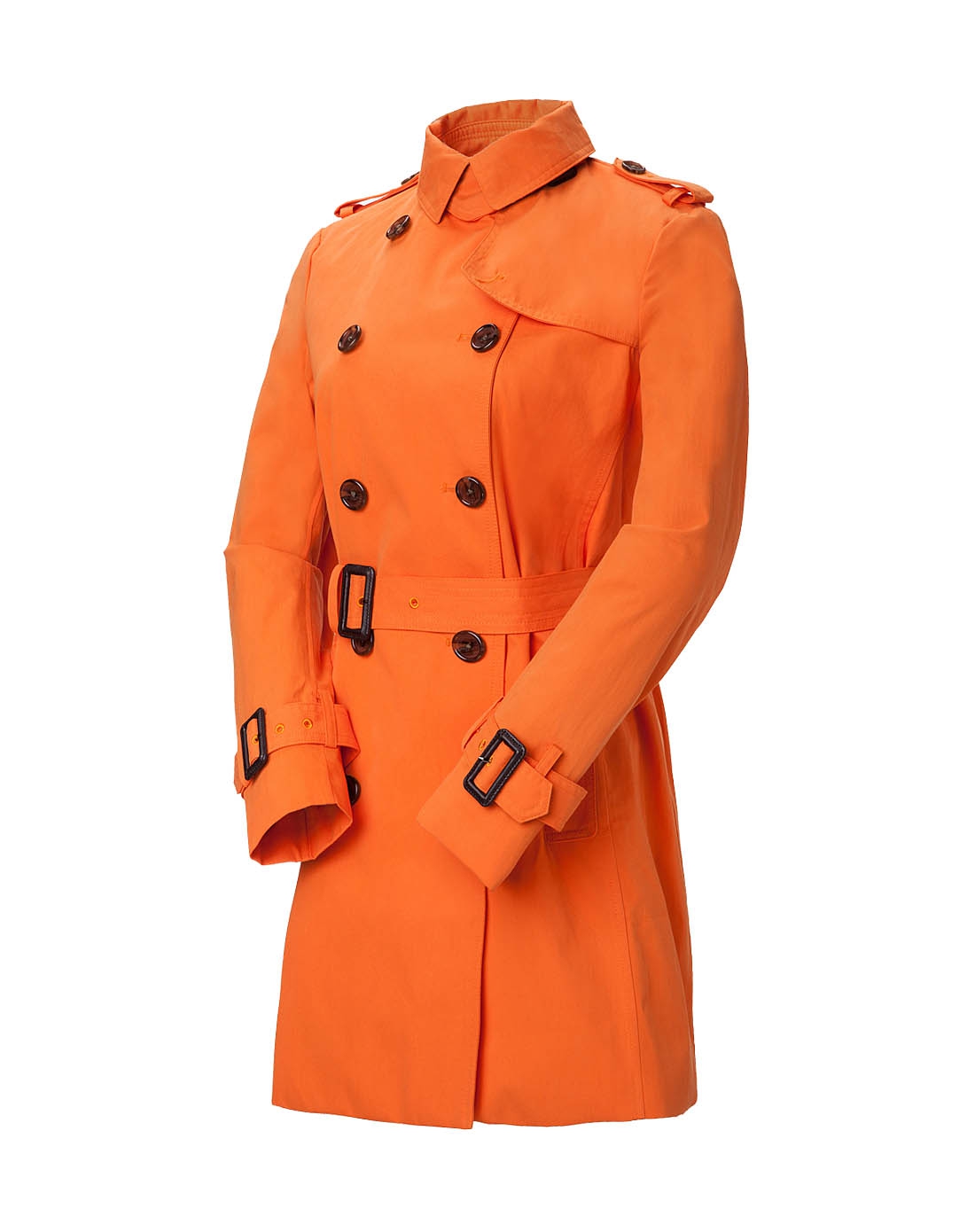 森泊客sunpark 女款橙色防风保暖舒适双排扣长袖风衣