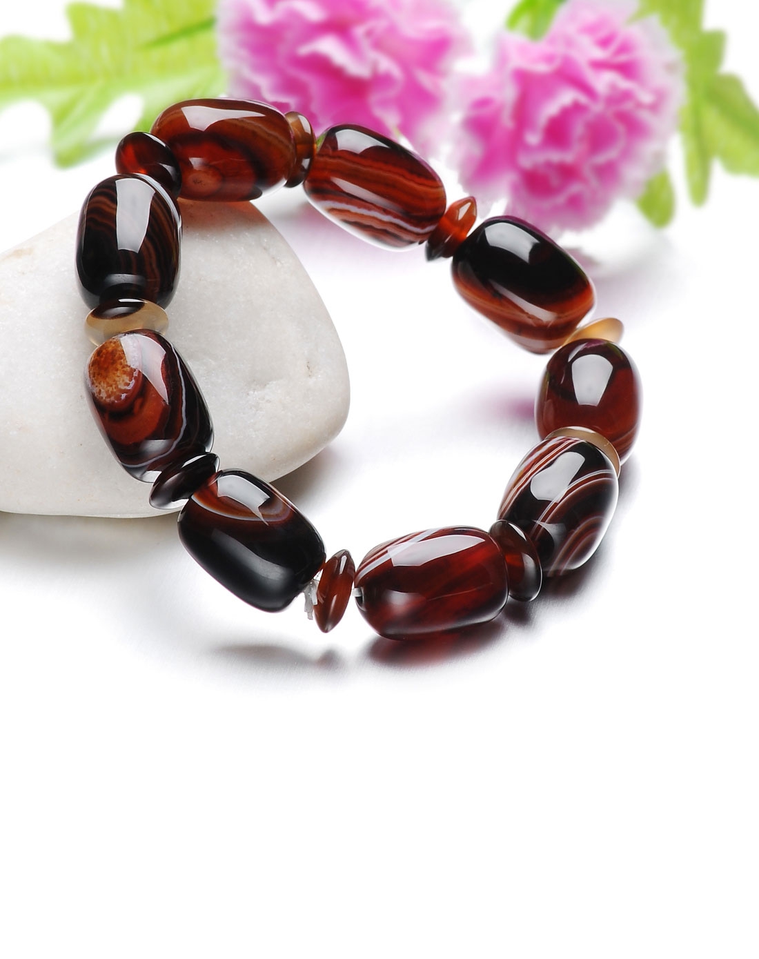 巴西天然蚕丝玛瑙天珠手链