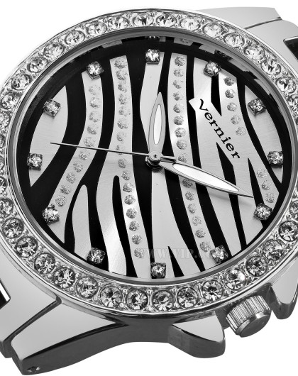 > 女士银黑相间表盘石英表