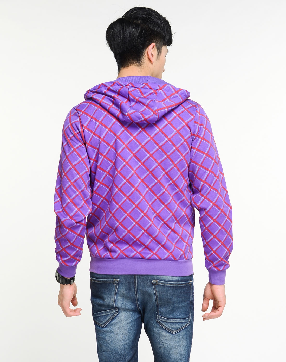 adidas 男子紫色连帽夹克