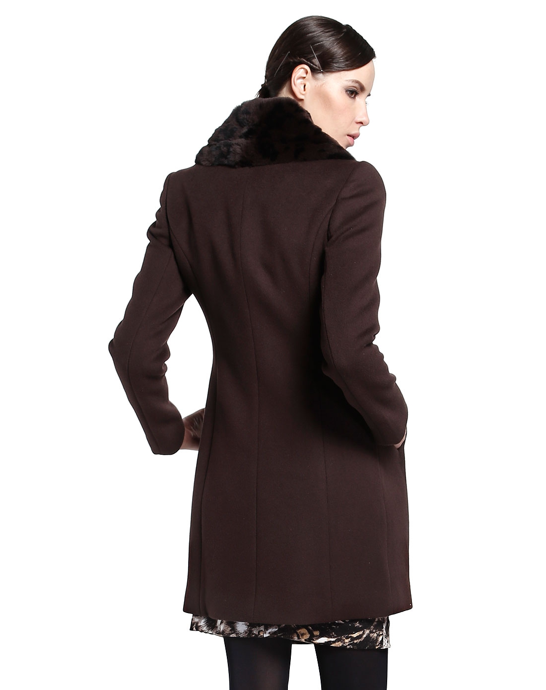 高贵巧克力色长袖大衣