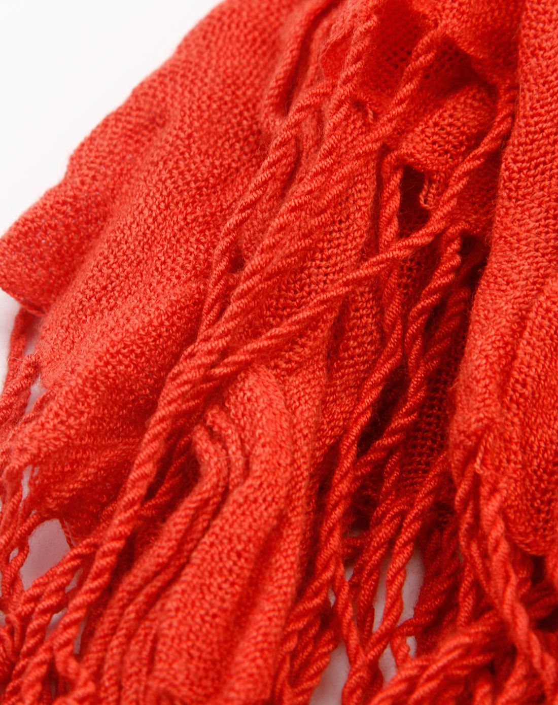 b&balos 橙红色皱褶流苏围巾