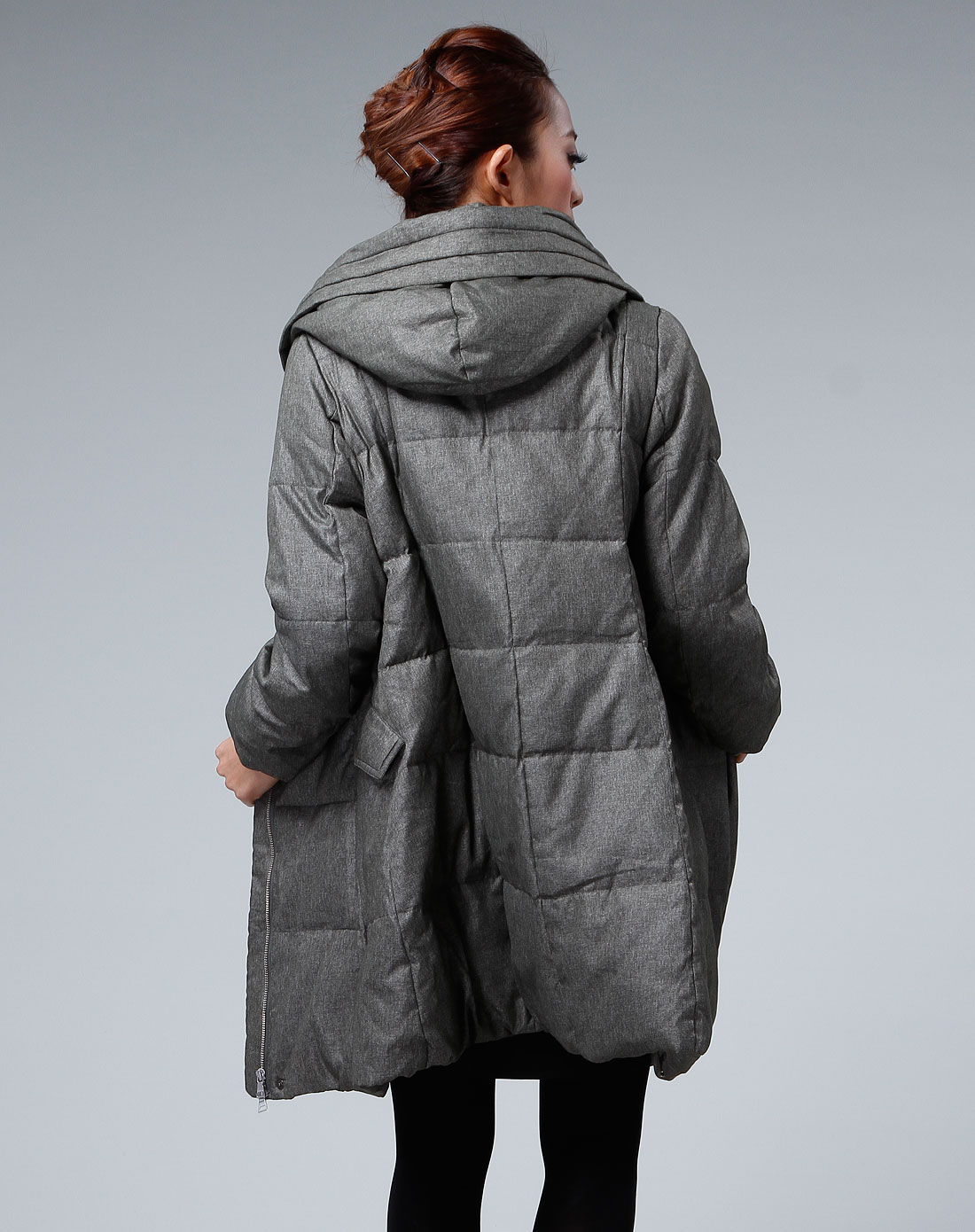 最后约惠-男女宠爱一家专场x-moom 女款灰绿长款羽绒衣hkdyd56669_唯