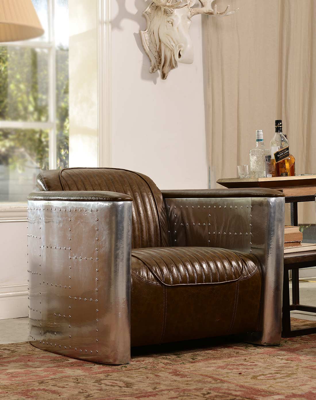 现代风金属家具 芮芬铝皮沙发客厅组合 d款 1人位