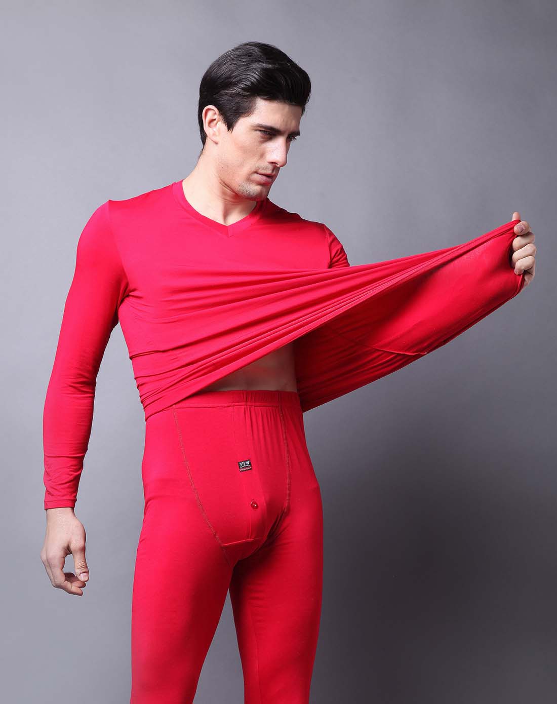 男士大红色莫代尔系列内衣套装