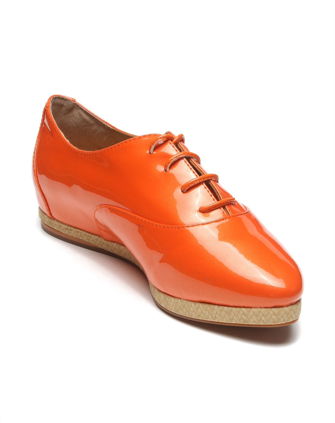 甜美复古系带橙色休闲鞋