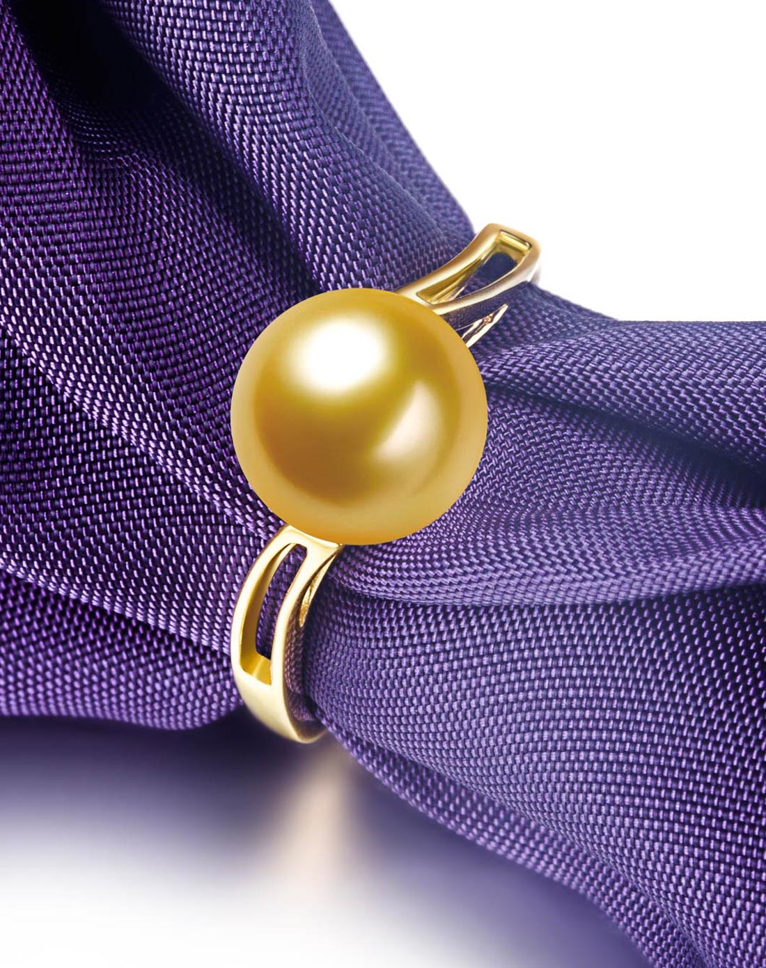 黄18k金南洋金珍珠戒指9-10mm-权威证书