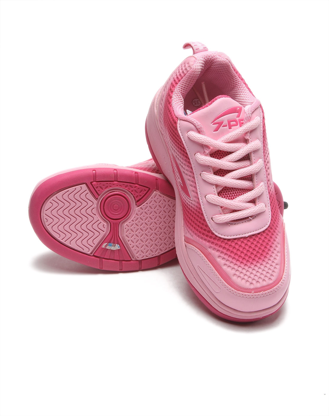 女童粉红色系帯滑轮暴走鞋