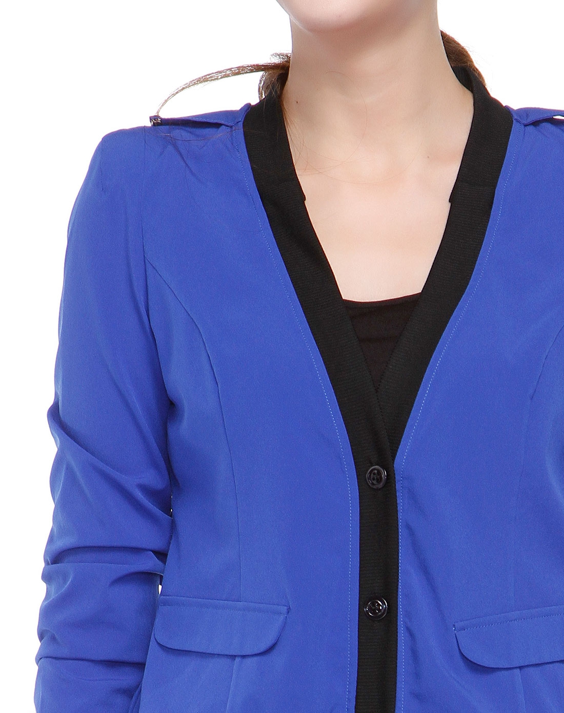 艳蓝色时尚长袖开衫