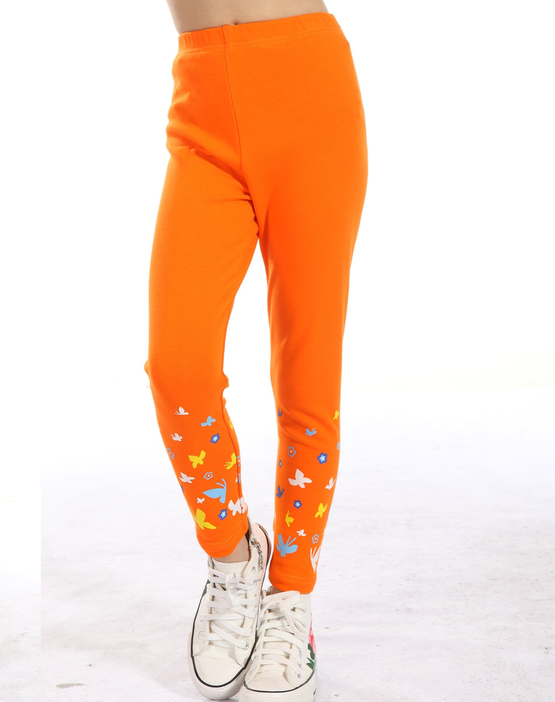 女童橙色蝴蝶打底裤