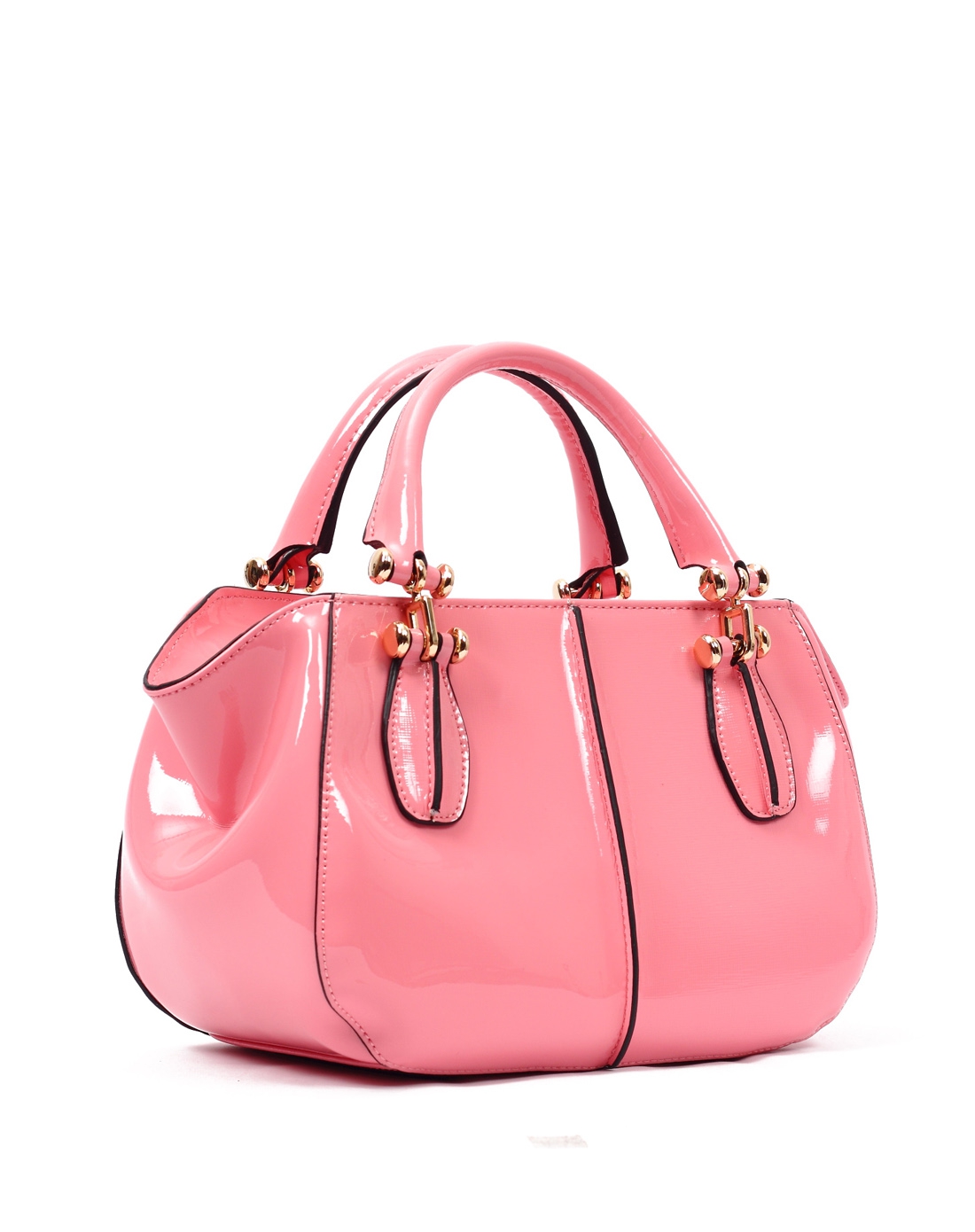 女款粉色时尚优雅手提牛皮包