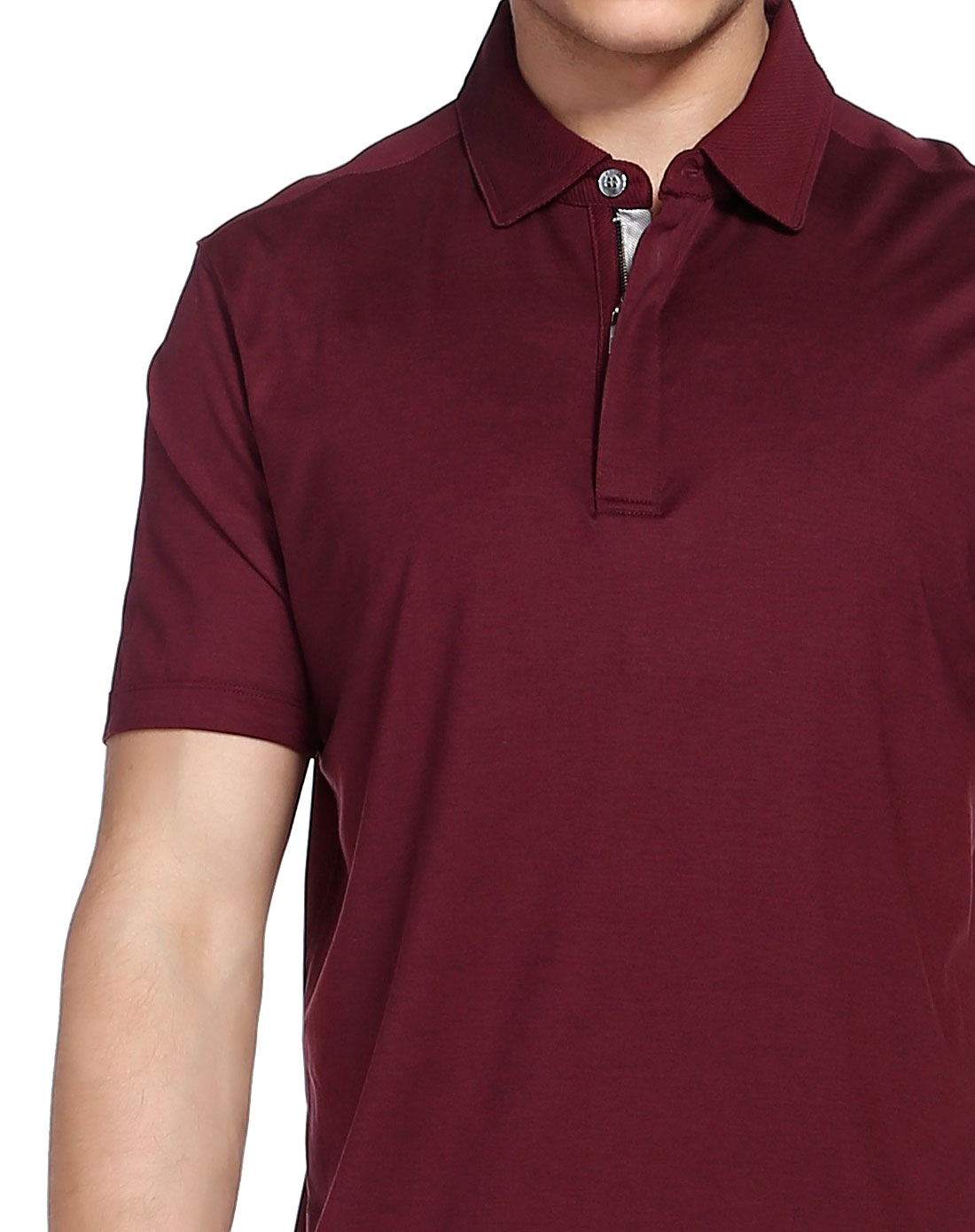 翻领枣红色短袖polo衫