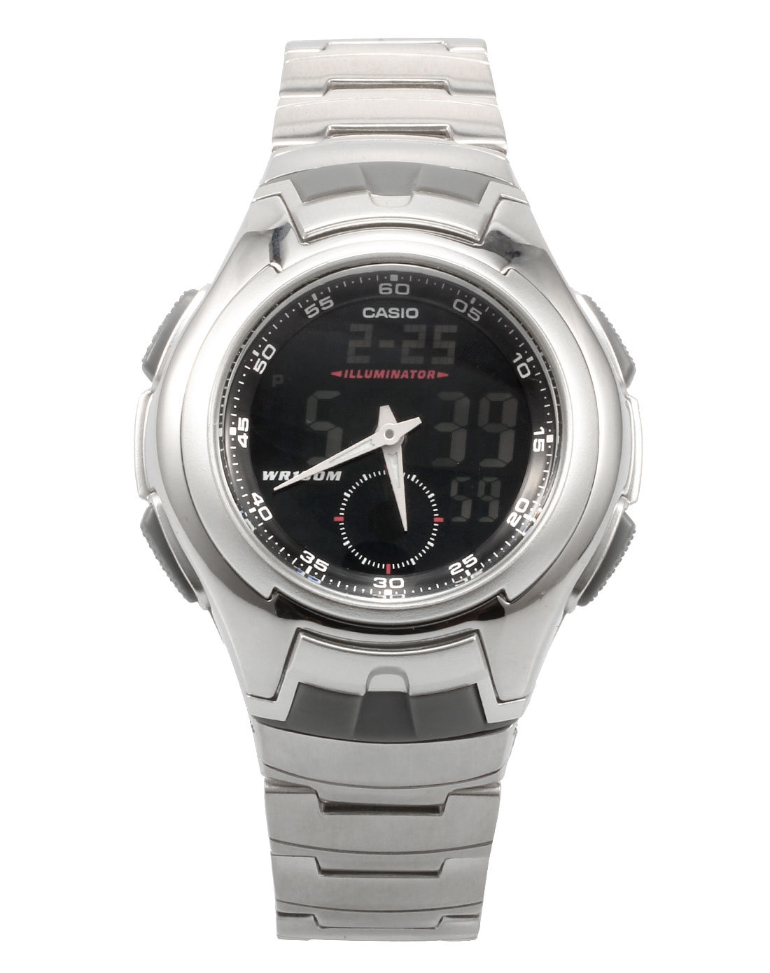 卡西欧casio男士手表双显钢带男士手表cas01500053_唯品会