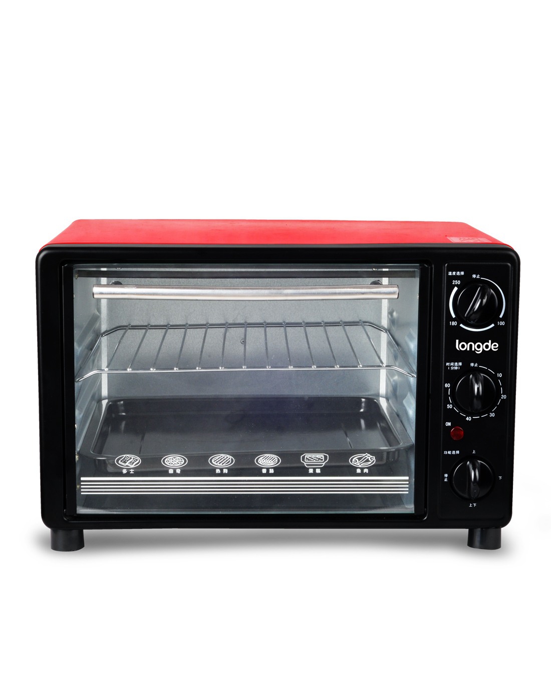 电烤箱 18l旋转不锈钢烤架多功能(黑红色)