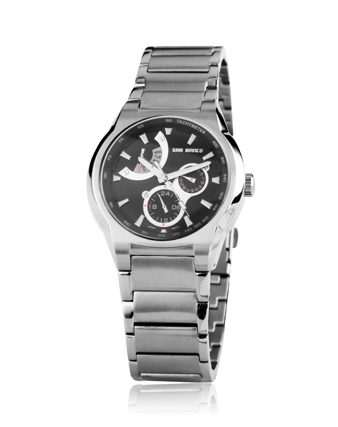 marco星期,日历显示全钢黑盘石英男表r1266g-b_唯品会