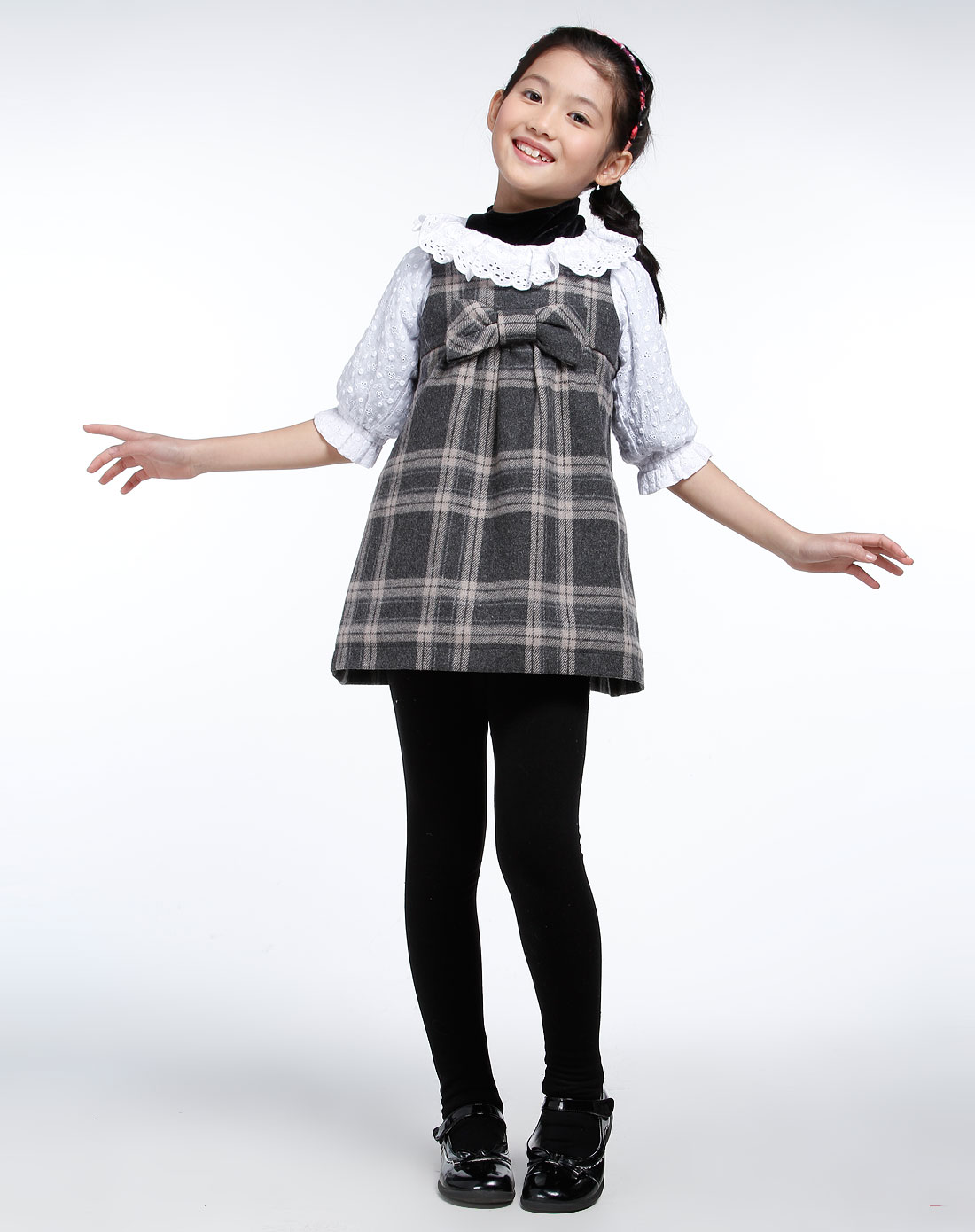 小淑女与约翰女童黑灰米格连衣裙gfajjd1q01_唯品会