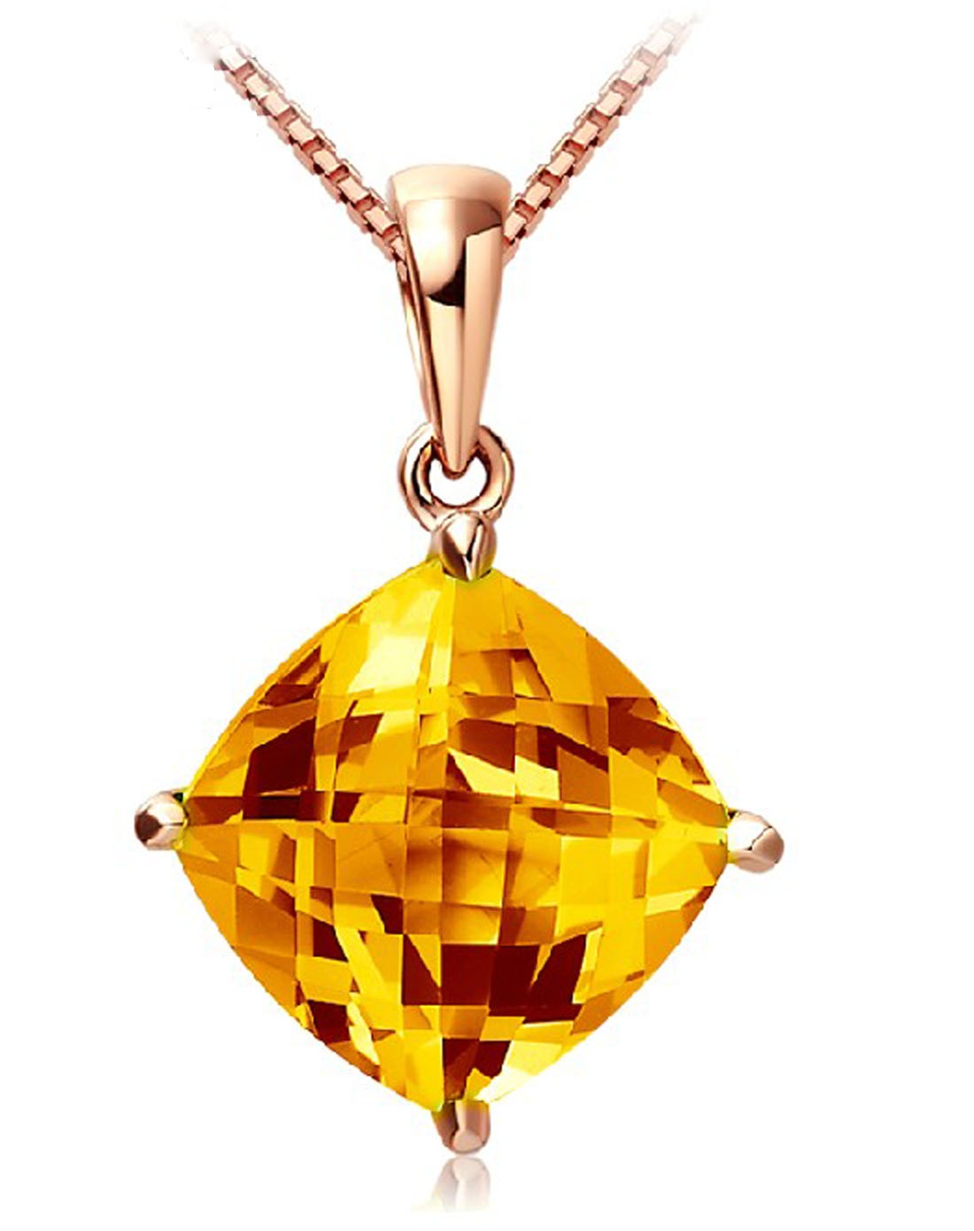 18k玫瑰金黄晶吊坠