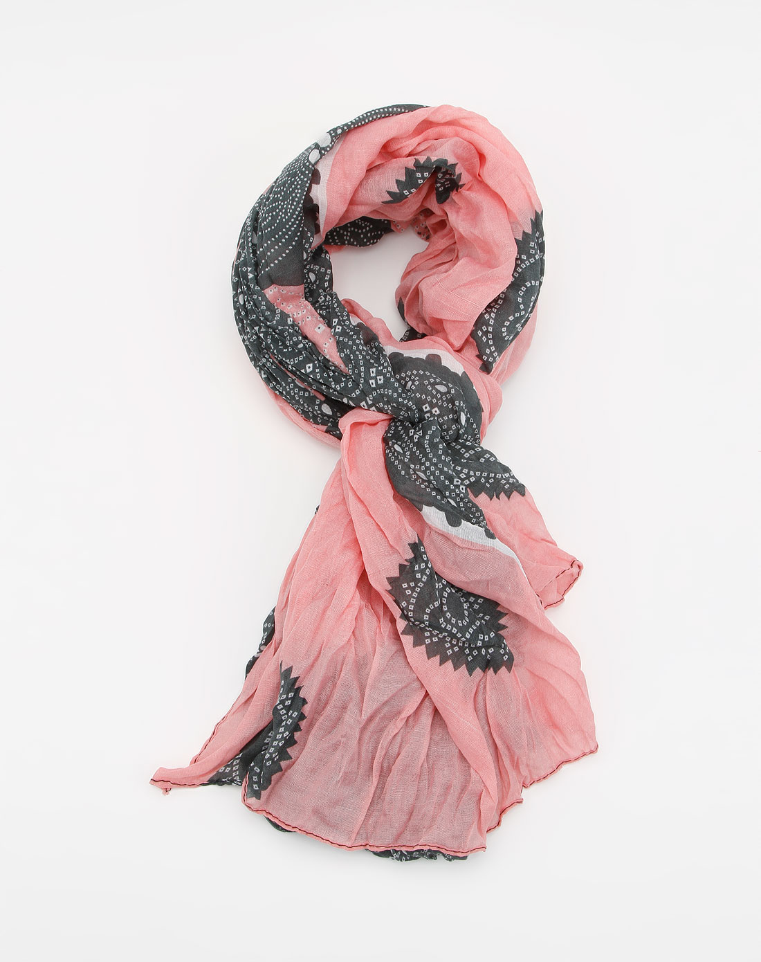 品牌混合专场-4----夜场-code de annabella 粉/灰蓝色印花时尚围巾