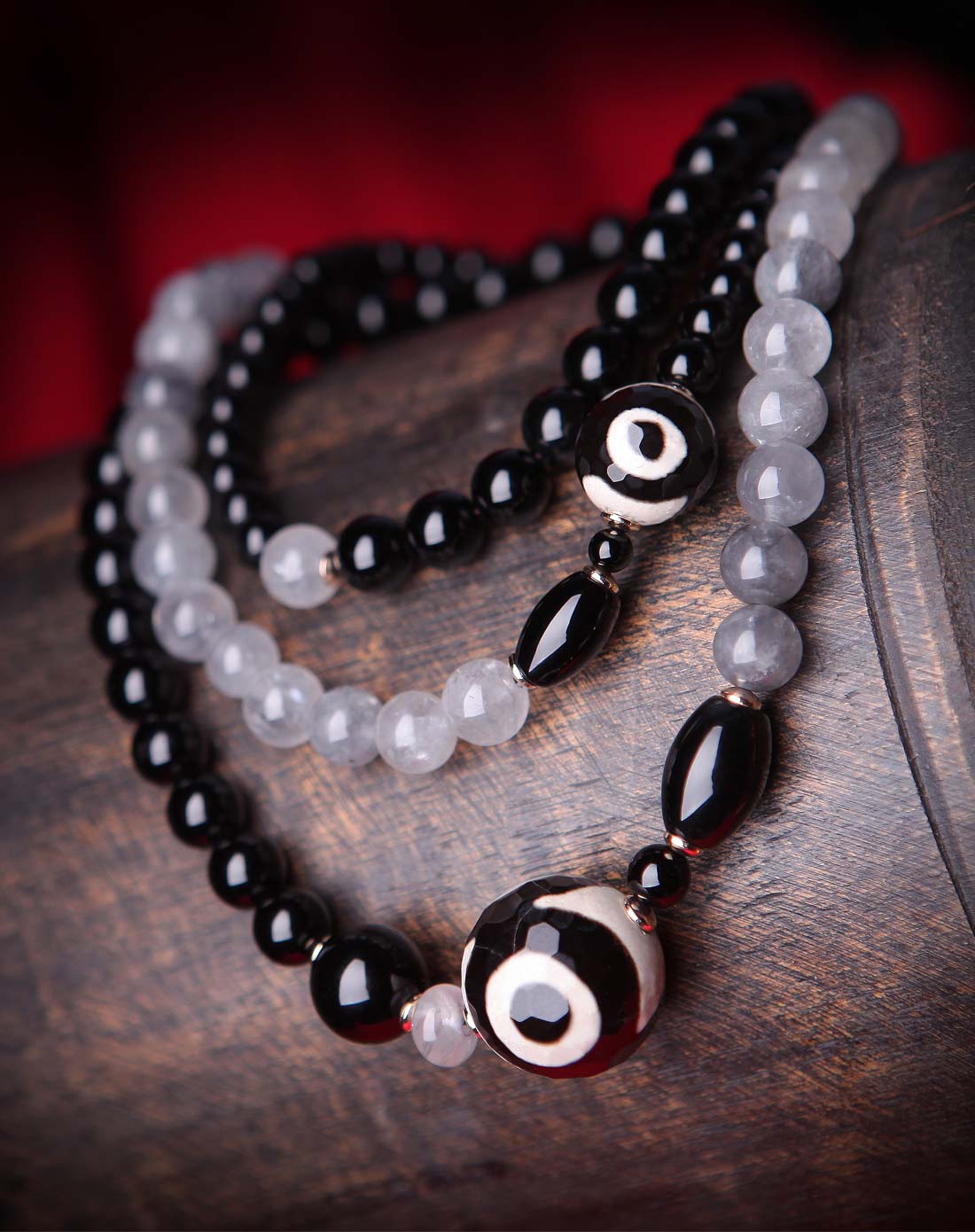 凤凰涅磐 黑玛瑙魔鬼石天珠项链