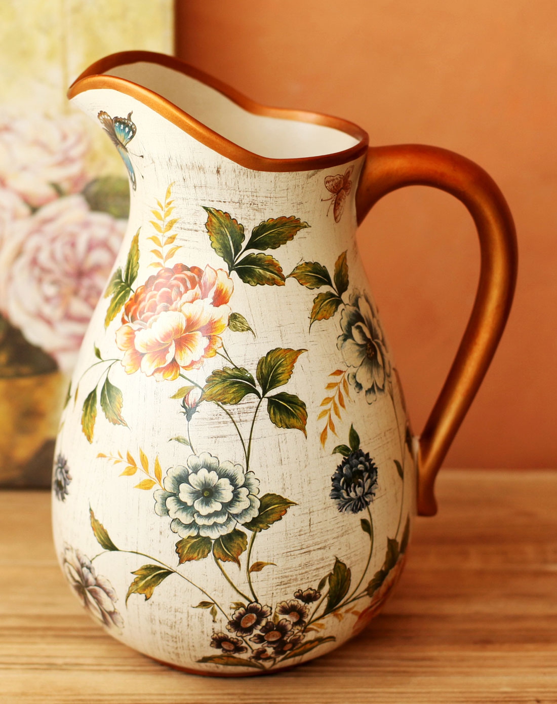 欧式田园弗罗拉陶瓷花壶瓶花瓶