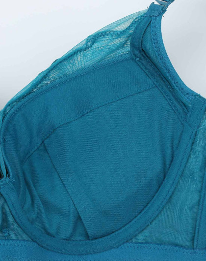 娅茜asdet内衣专场 女款蓝绿色时尚3/4厚杯文胸