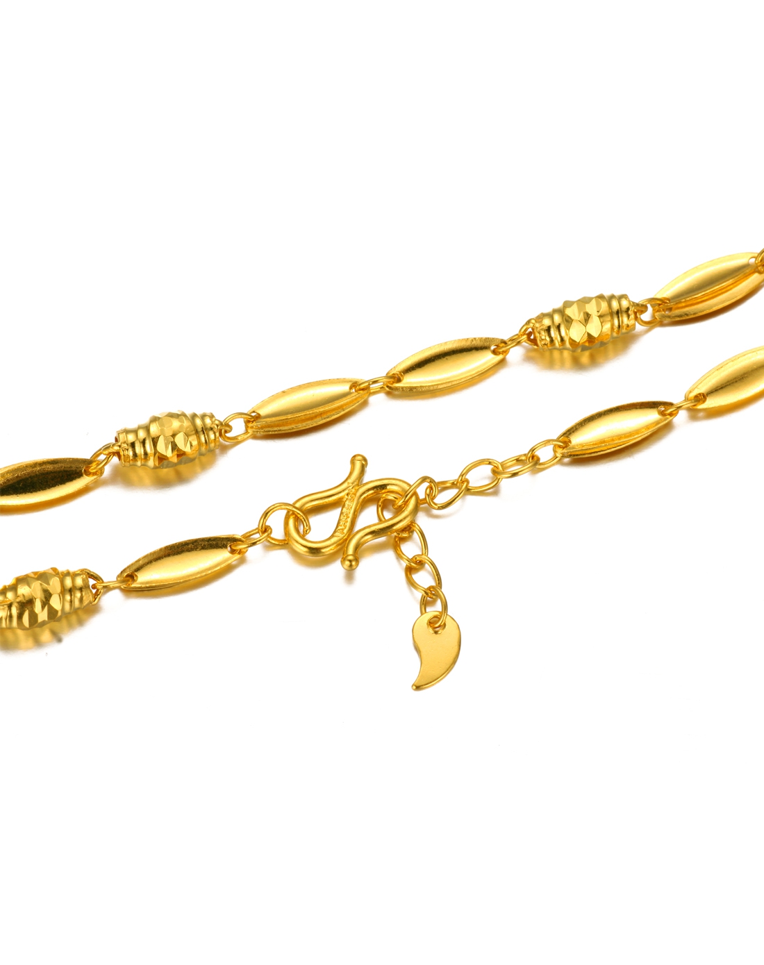 千足金黄金精品手链 双层扭片橄榄链