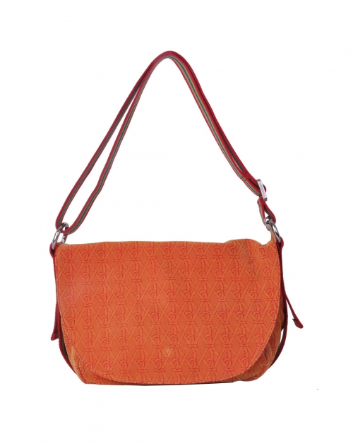 诺贝达 橙色意大利进口r字植绒布简约设计女士帆布斜挎包