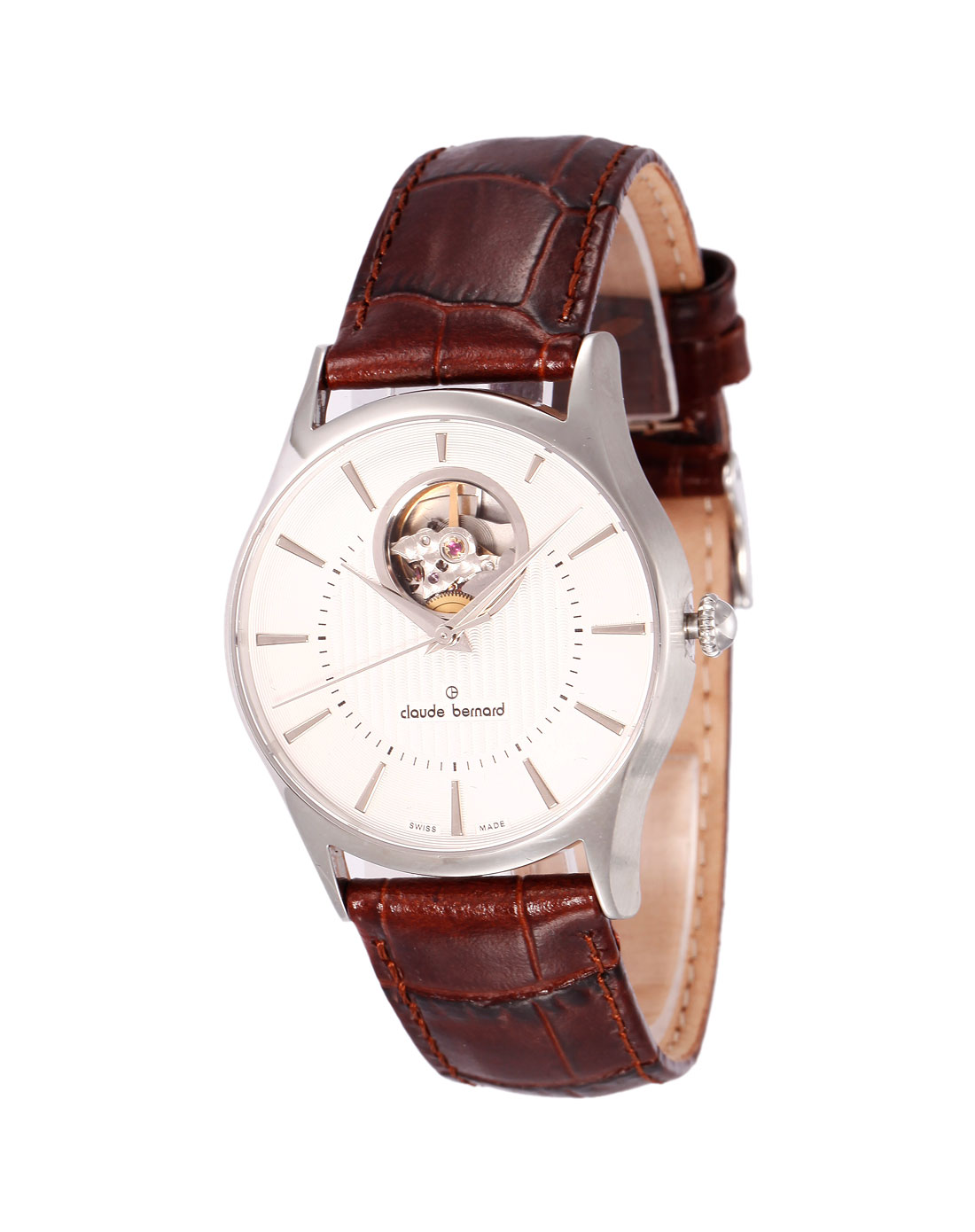 歌贝纳 男款棕/白色简约机械手表