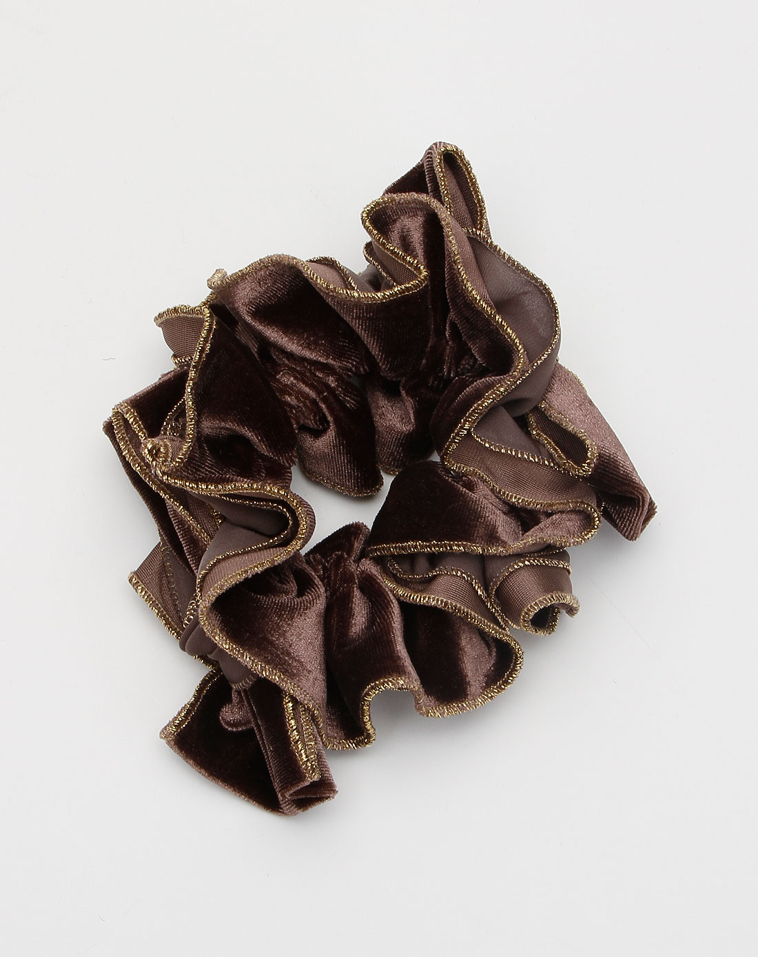 紫啡色丝绒滚金边发圈