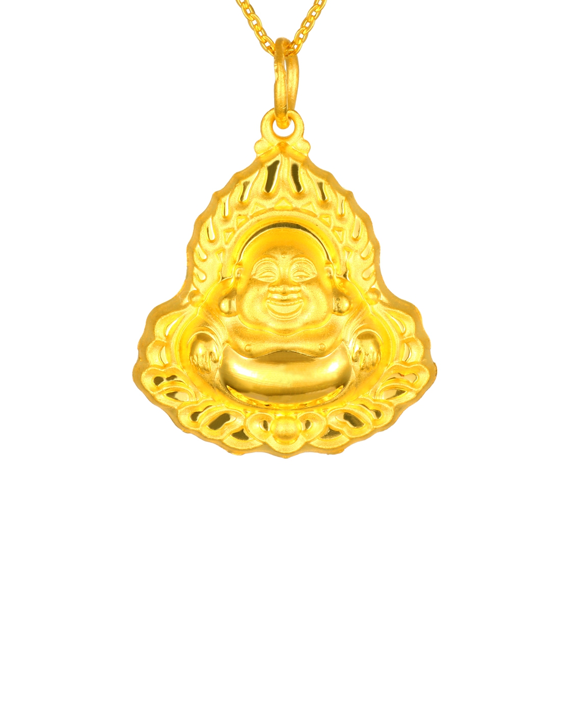 火焰双面佛 千足金吊坠