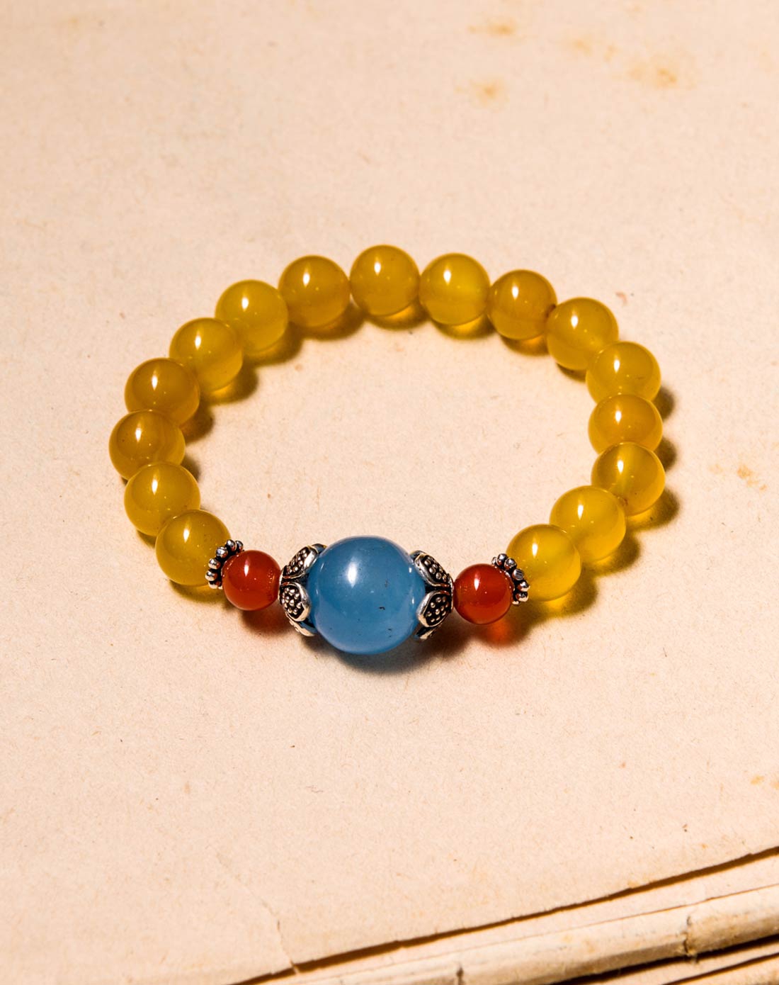 熙-藏式天然黄玛瑙手串