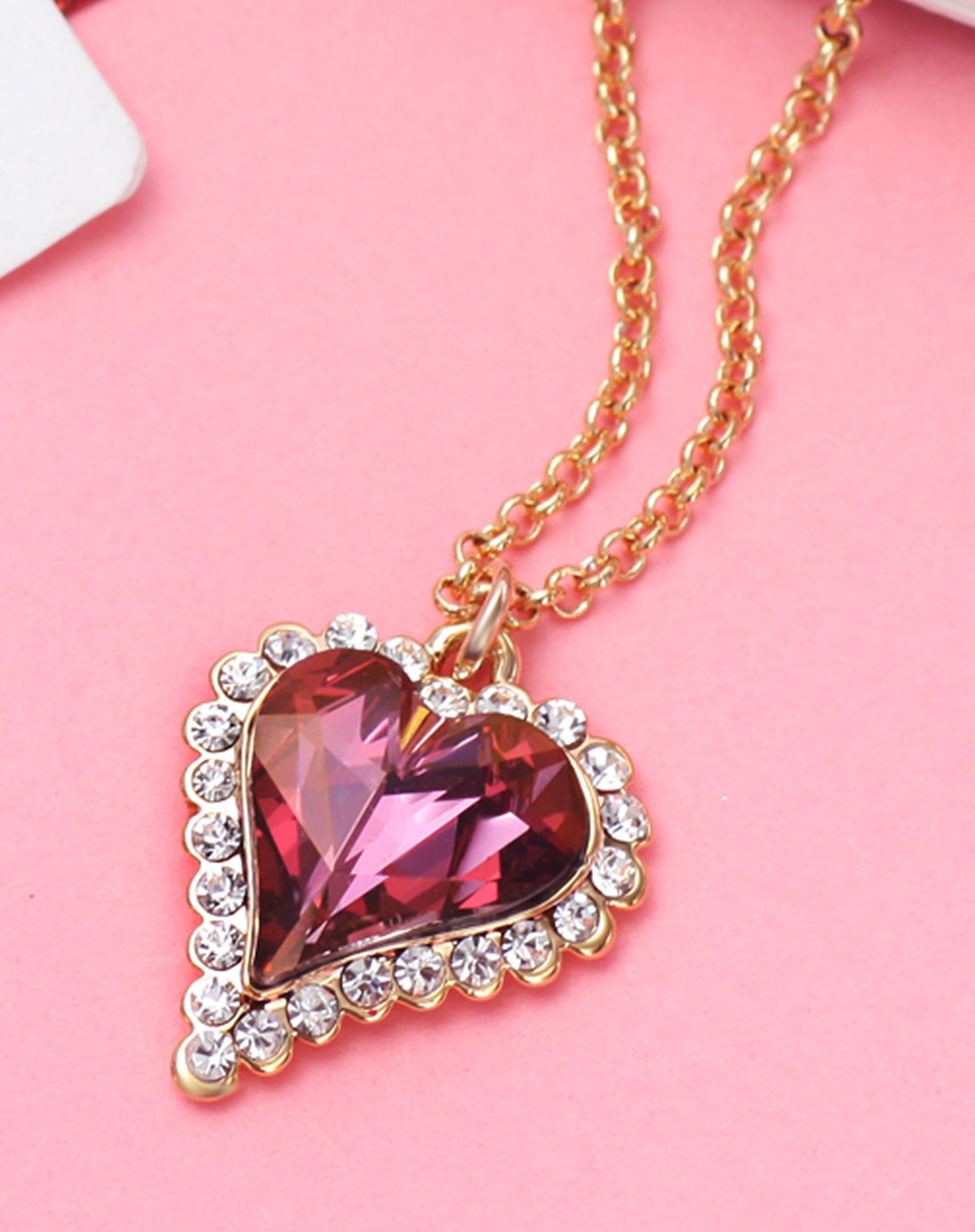 紫色爱心水晶项链