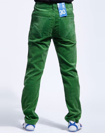 三叶草 男款绿色坑纹休闲长裤