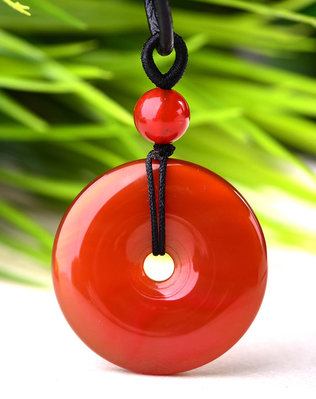 中性红玛瑙平安扣项链(附证书)