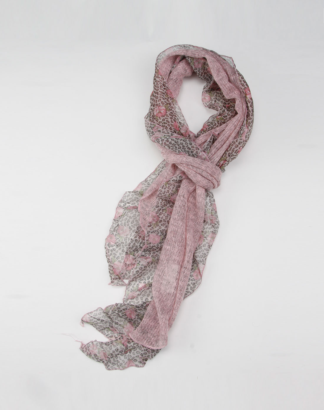 粉色花朵烫钻围巾