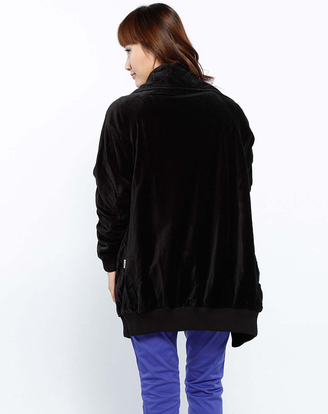 纯真传说bambini 女款黑色长袖绒面外套