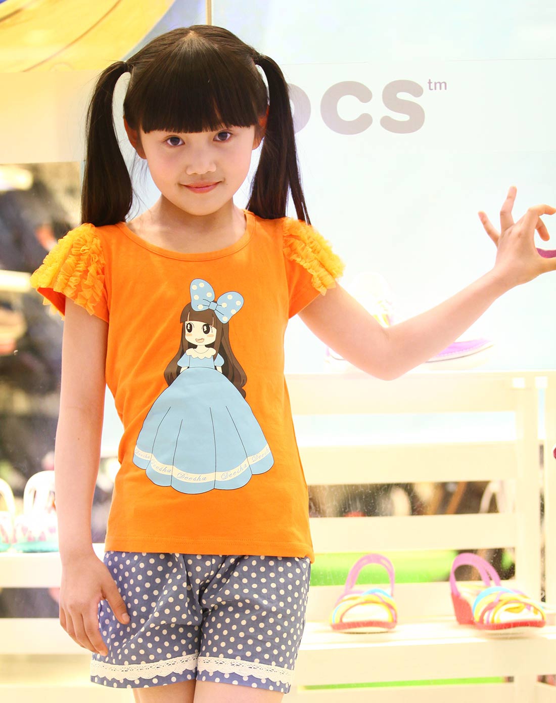 笛莎deesha女童装专场-女童橘色套装