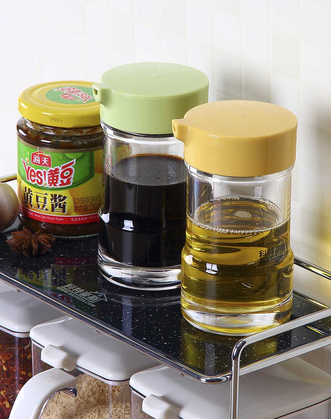 亚克力佐料瓶225ml黄色盖