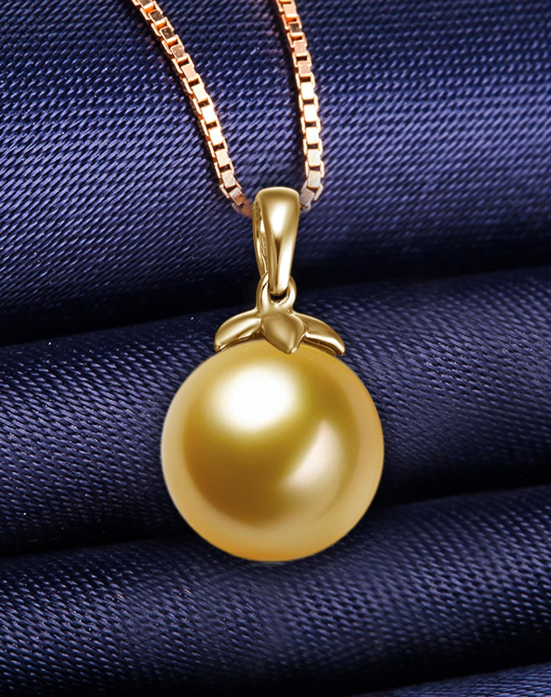 gvbori 黄18k金南洋金珍珠吊坠(逸)9-10mm-权威证书