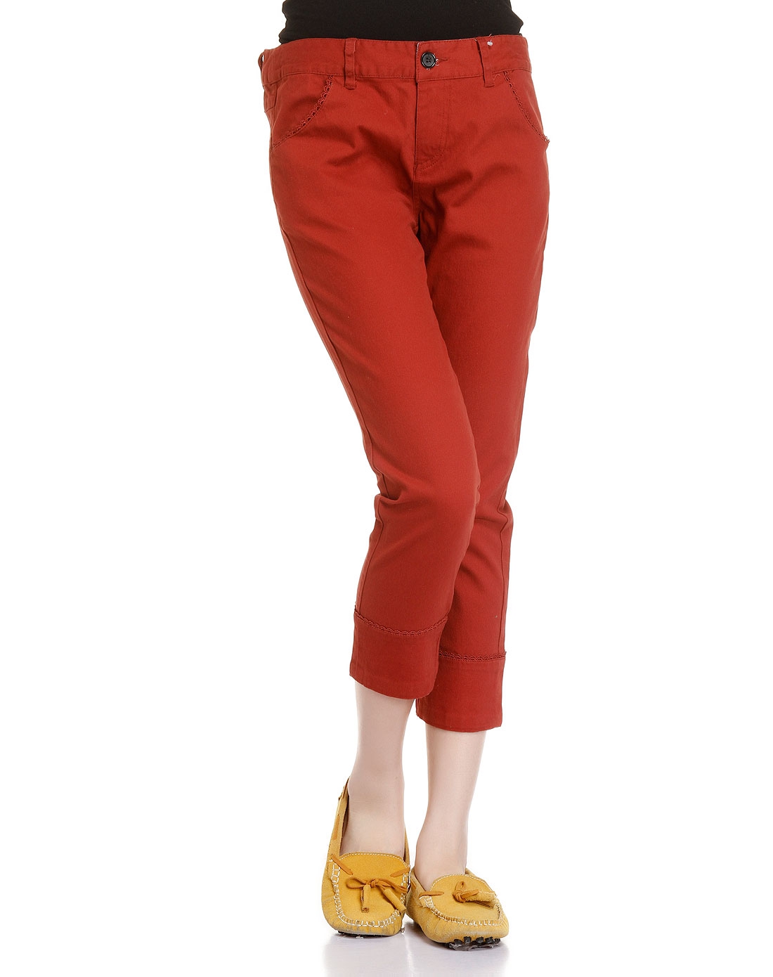 都市休闲暗棕红色中裤