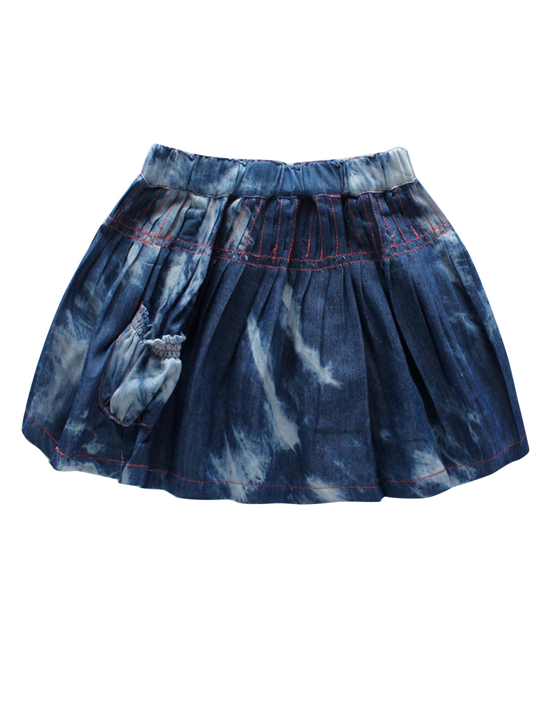 女童靛蓝百裥牛仔半裙