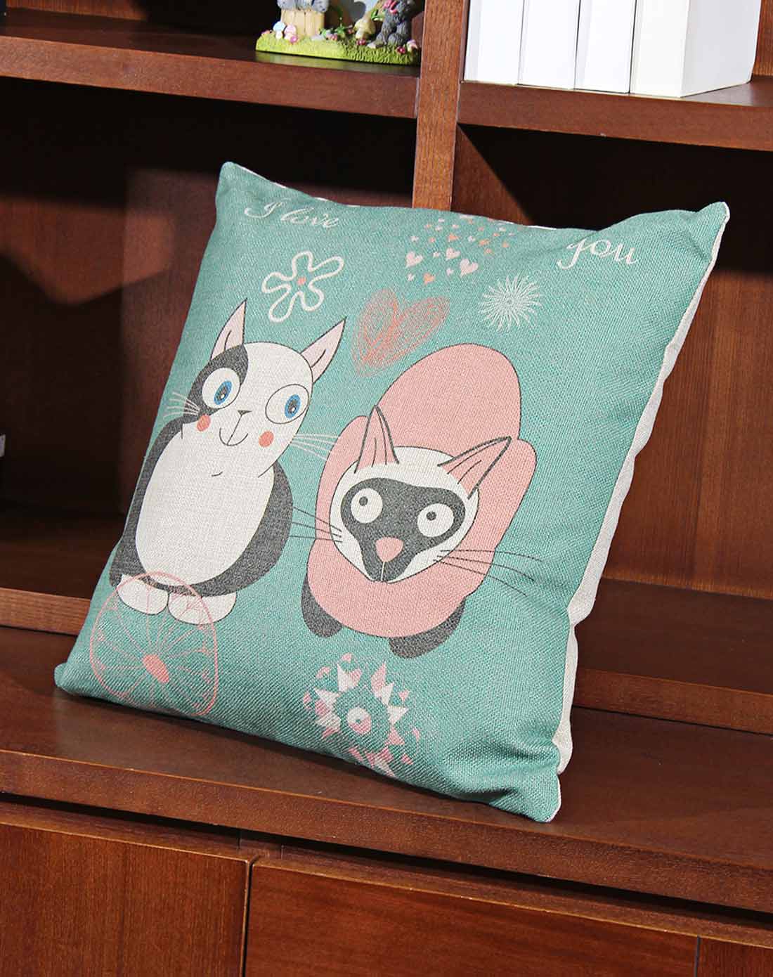 可爱小猫图案棉麻抱枕