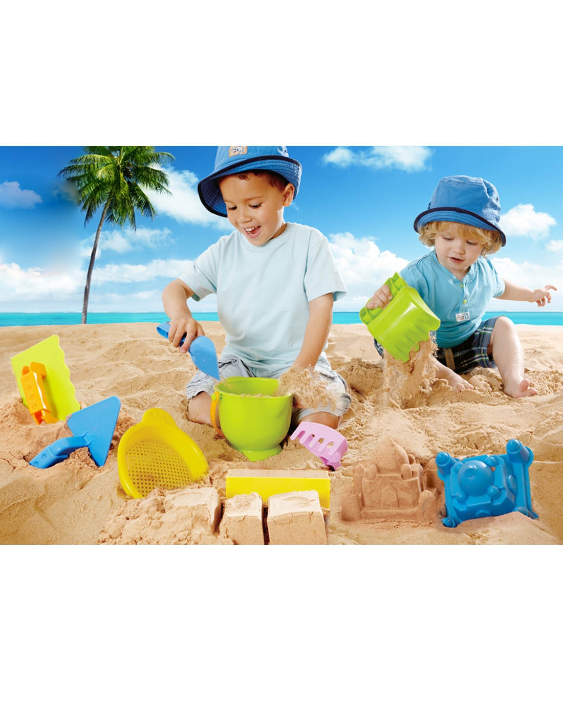 18个月 德国hape玩沙挖沙沙滩玩具9件套e4001e4009e4010e4020