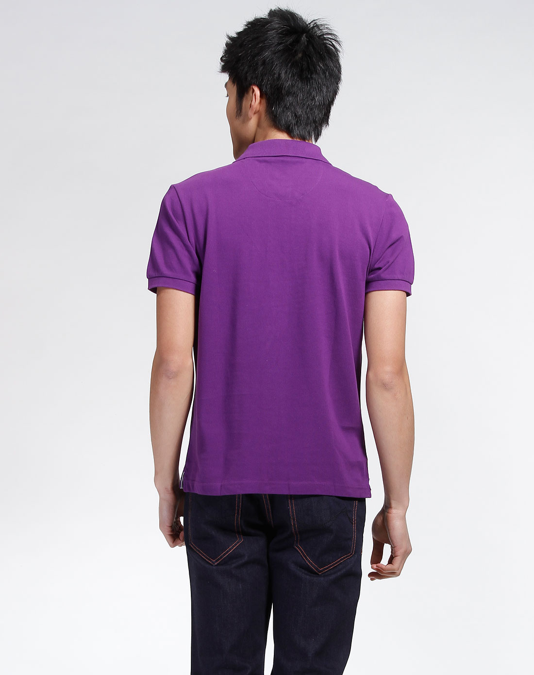 jack walk深紫色简洁翻领短袖休闲上衣w0102888-74_唯品会