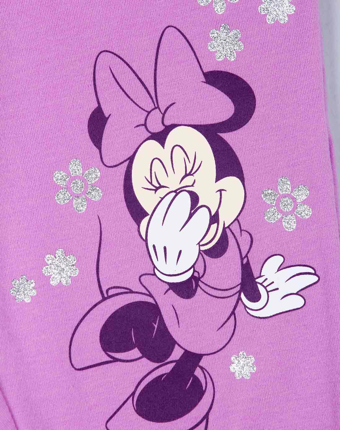 迪士尼disney女童粉紫色中裤