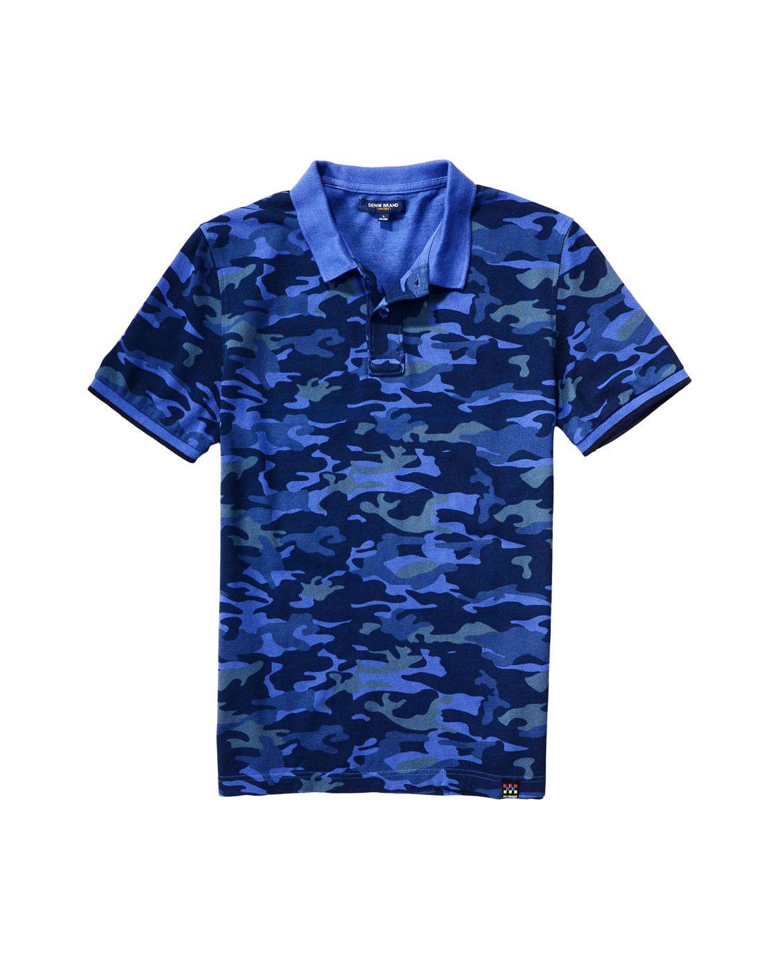 男款蓝色迷彩印花短袖polo衫
