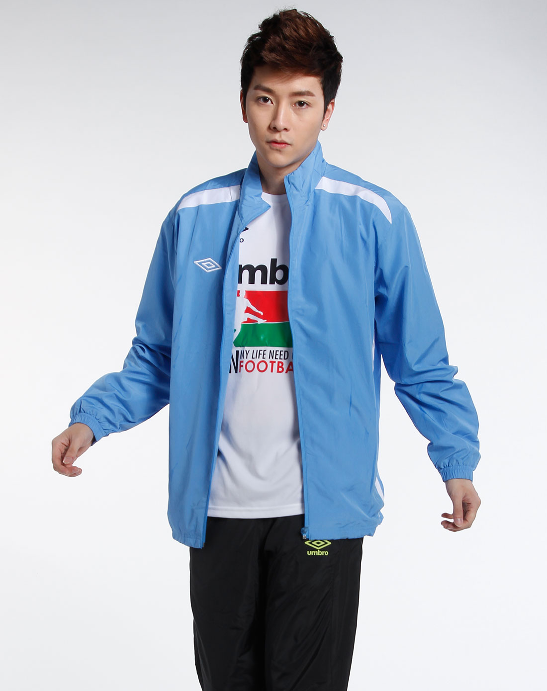 男款天蓝色长袖运动休闲外套