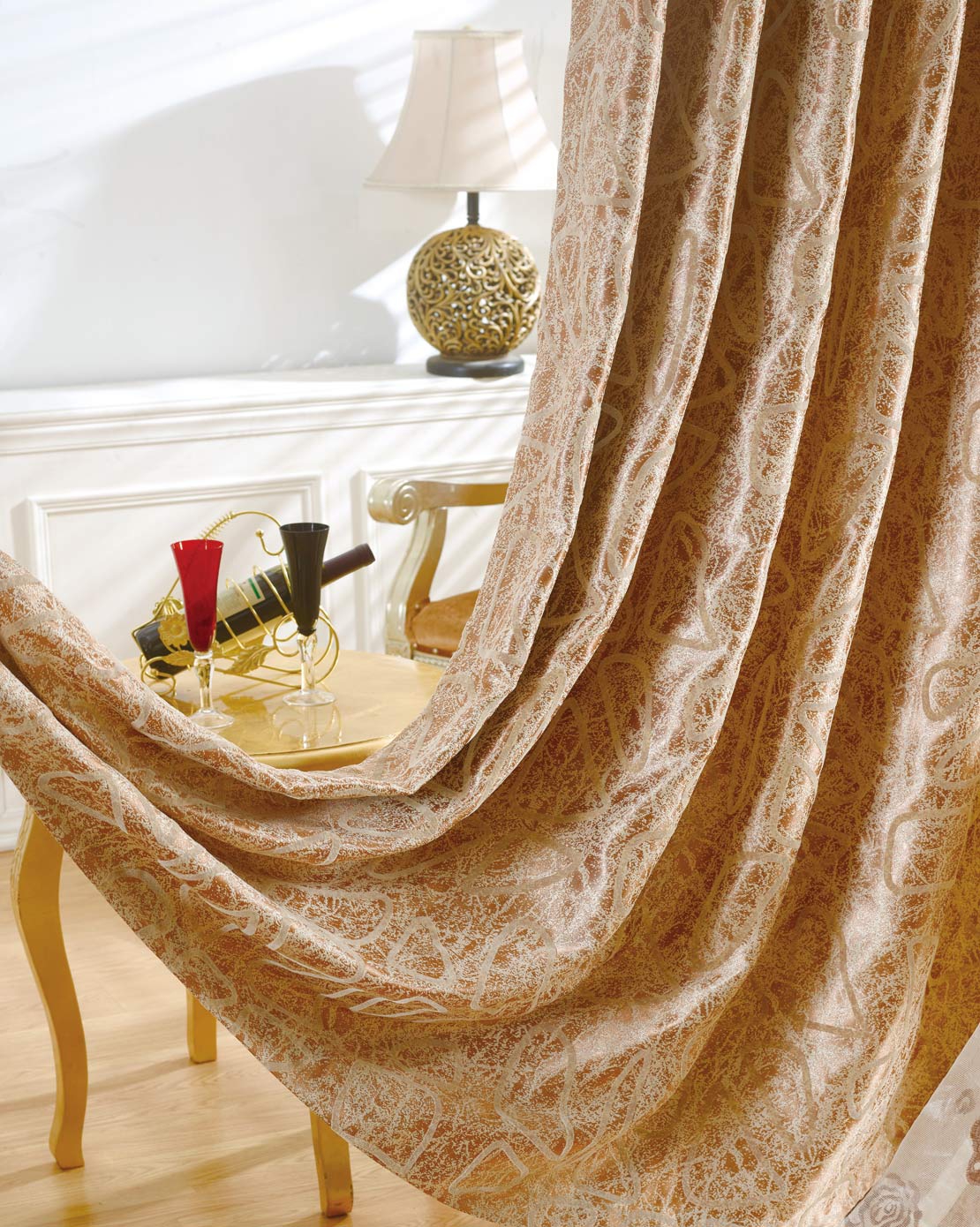 金蝉窗帘专场迷幻空间金咖色窗纱300x270cm1099-s-3a_唯品会