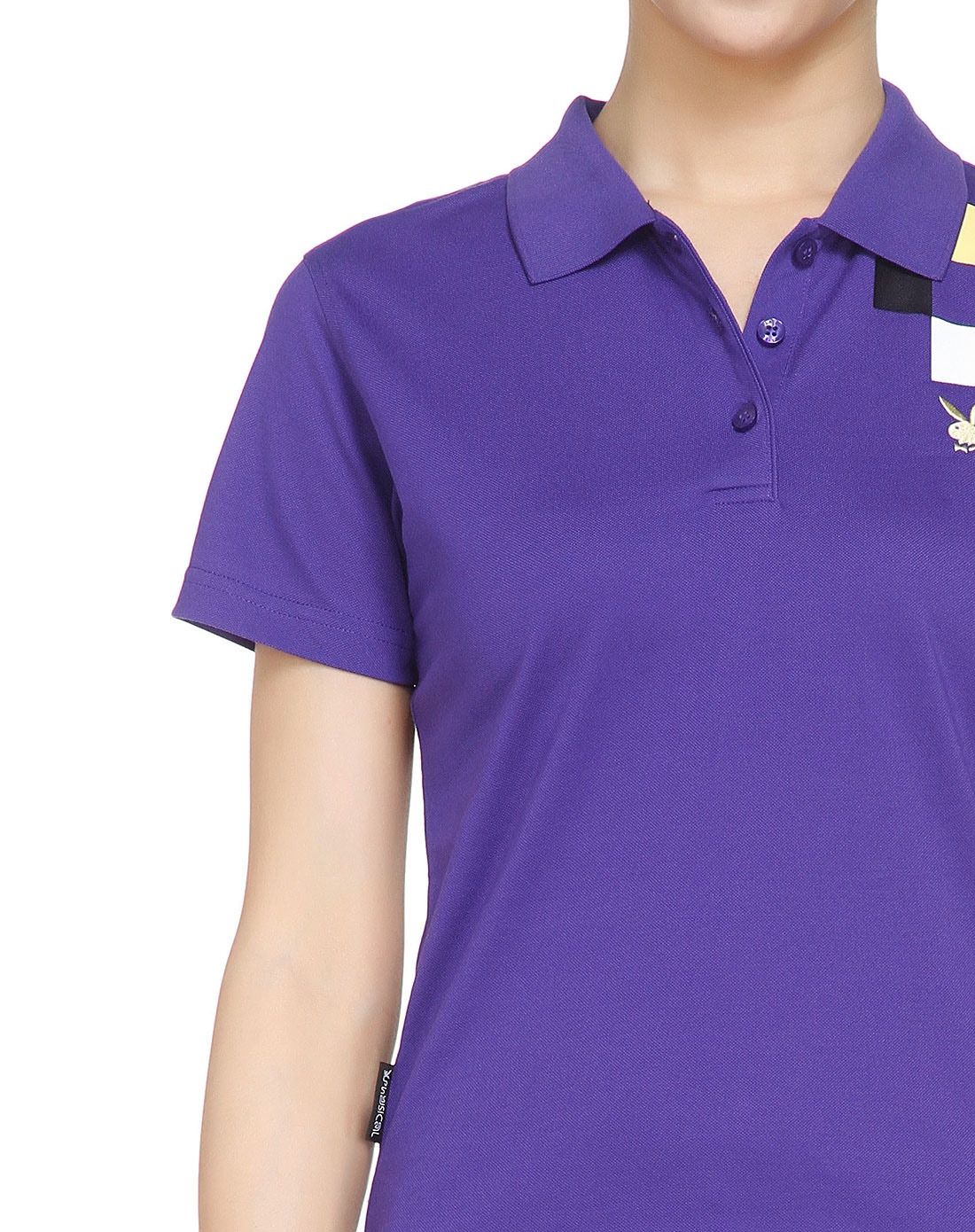 女款紫蓝色短袖polo衫 印花网球运动