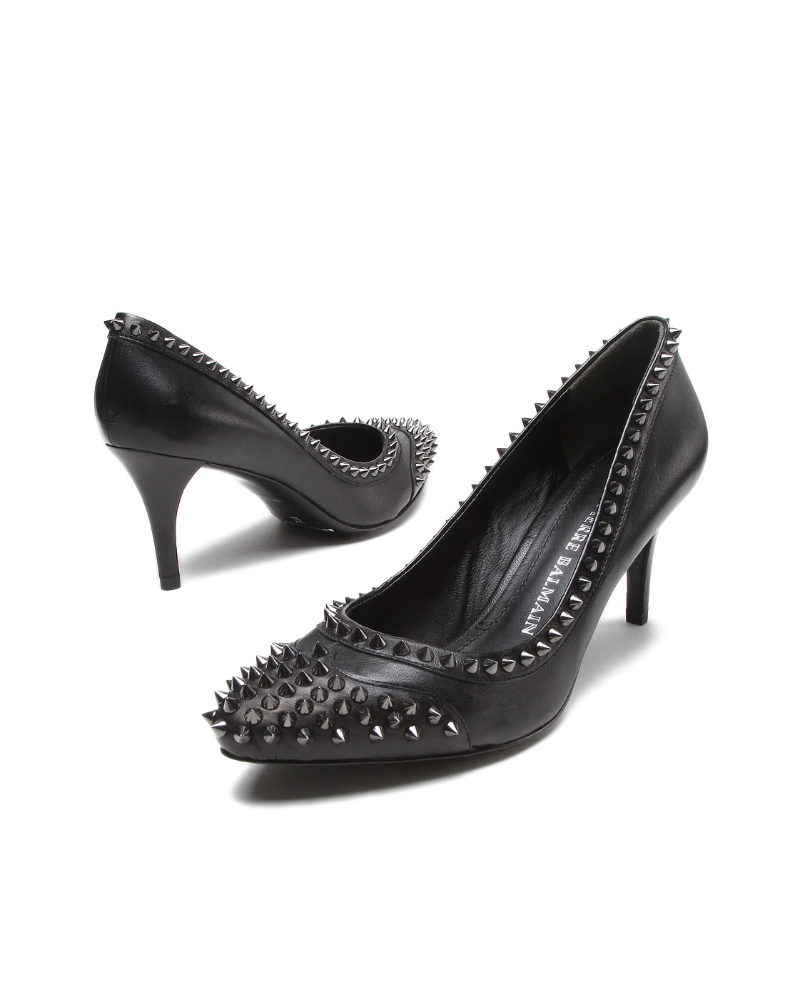 pierre balmain 女款黑色钉刺典雅高跟单鞋